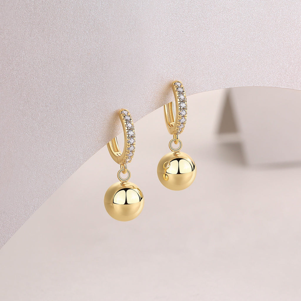 Perla Moissanite Drop Huggie Hoop Earrings in Gold-Tone Sterling Silver