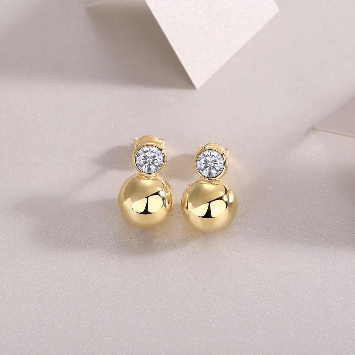 Bolla Moissanite Ball Drop Earrings in Gold-Tone Sterling Silver