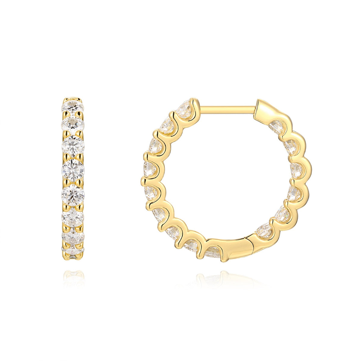 Goccia Moissanite Huggie Hoop Earrings in Gold-Tone Sterling Silver