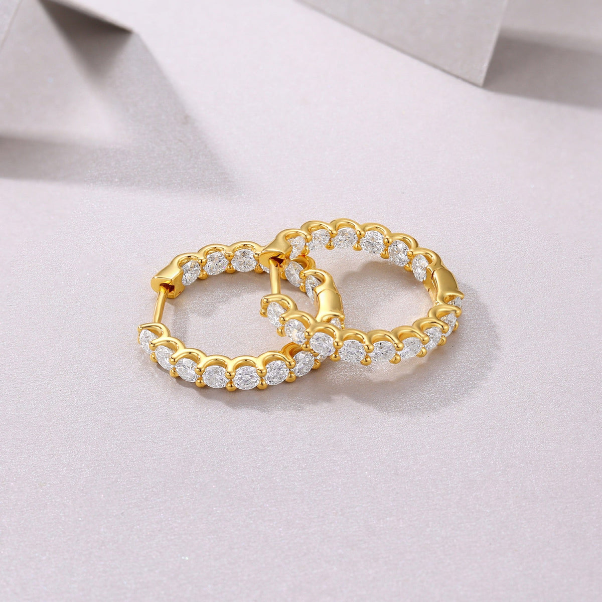 Goccia Moissanite Huggie Hoop Earrings in Gold-Tone Sterling Silver