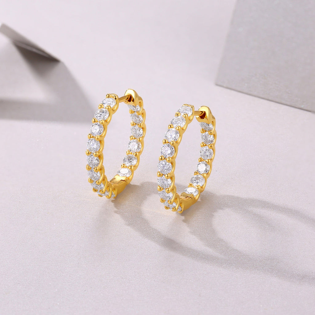 Goccia Moissanite Huggie Hoop Earrings in Gold-Tone Sterling Silver