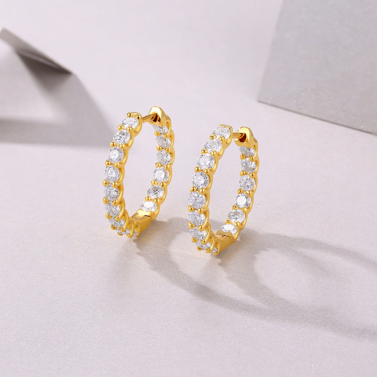 Goccia Moissanite Huggie Hoop Earrings in Gold-Tone Sterling Silver