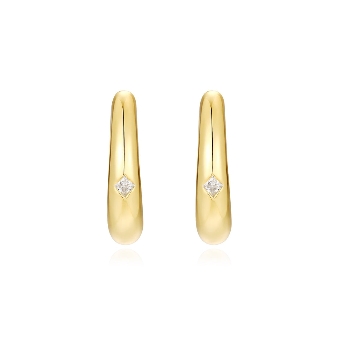 Stellare Moissanite Huggie Hoop Earrings in Gold-Tone Sterling Silver