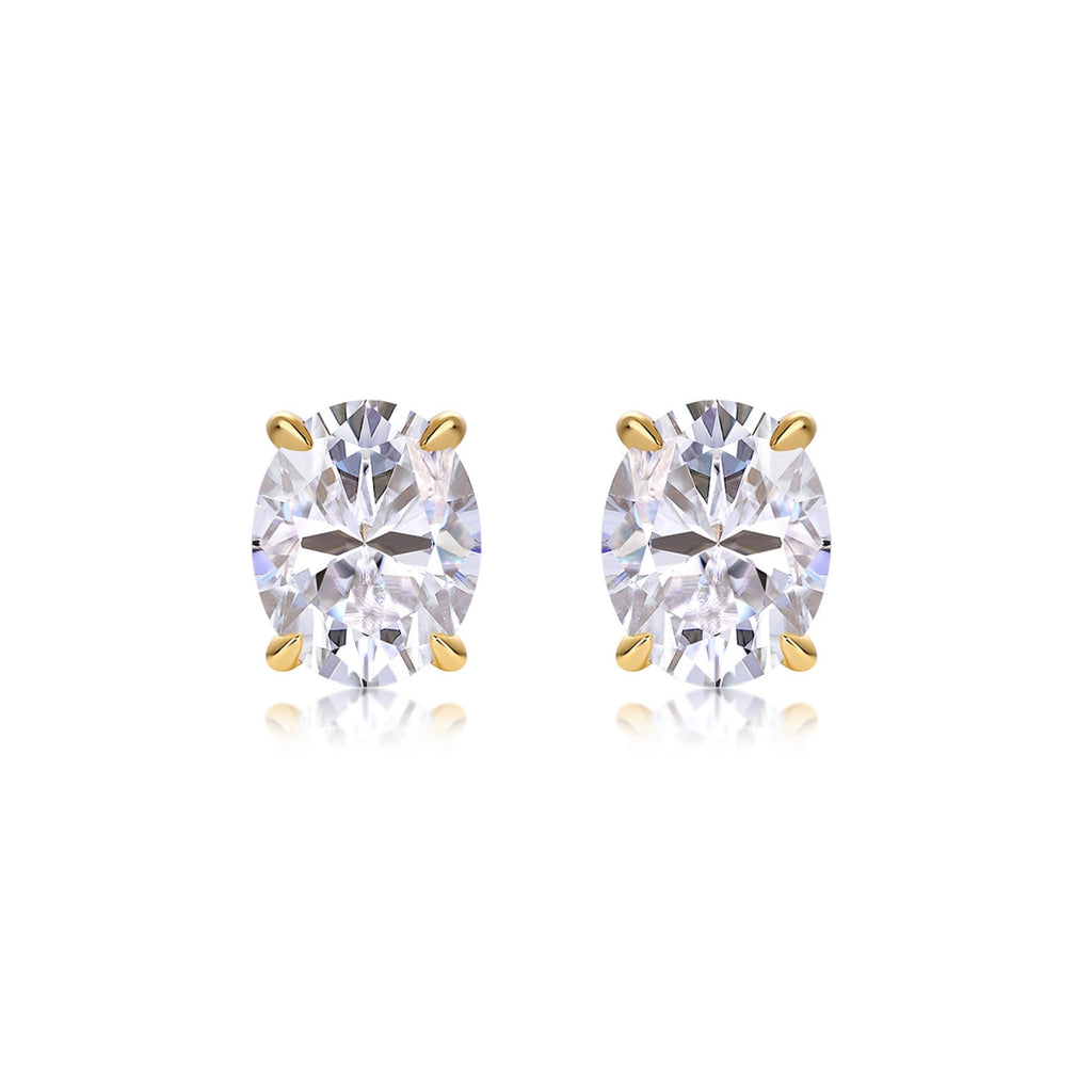 Uovo Moissanite Oval Stud Earrings in Gold-Tone Sterling Silver