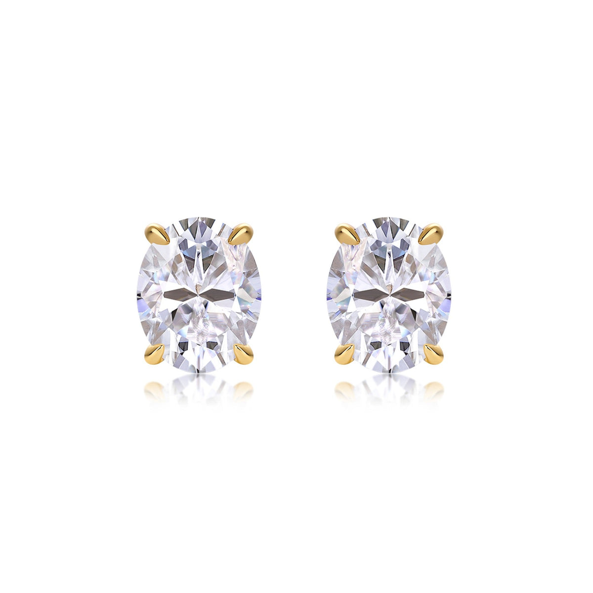 Uovo Moissanite Oval Stud Earrings in Gold-Tone Sterling Silver