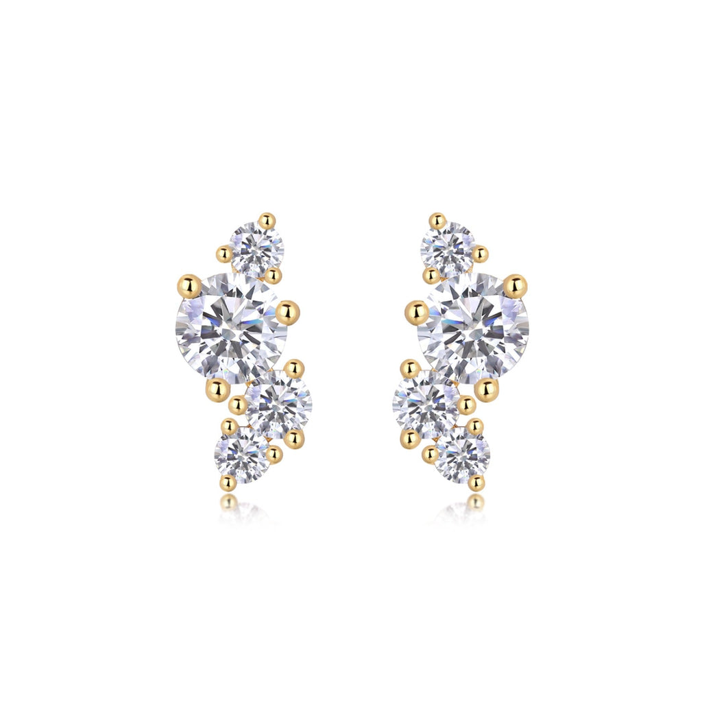 Rivo Moissanite Drop Stud Earrings in Gold-Tone Sterling Silver
