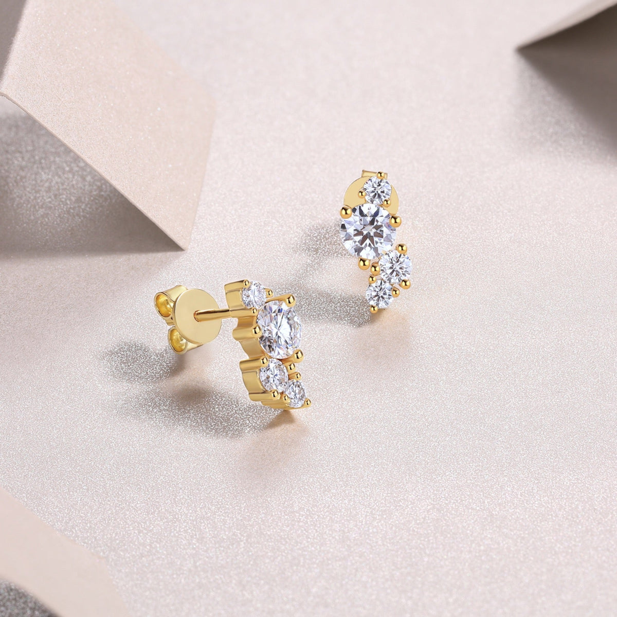 Rivo Moissanite Drop Stud Earrings in Gold-Tone Sterling Silver
