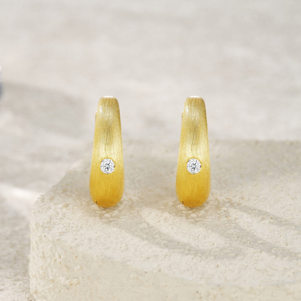 Lacrima Moissanite Teardrop Stud Earrings in Gold-Tone Sterling Silver