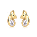 Pera Pear-Cut Moissanite Pear Stud Earrings in Gold-Tone Sterling Silver