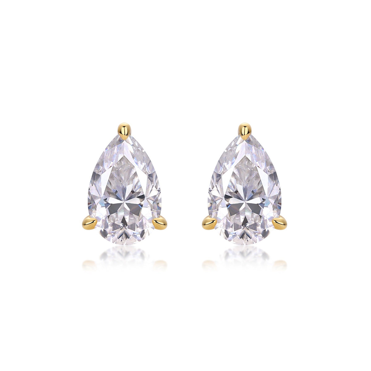 Foglia Moissanite Pear Stud Earrings in Gold-Tone Sterling Silver