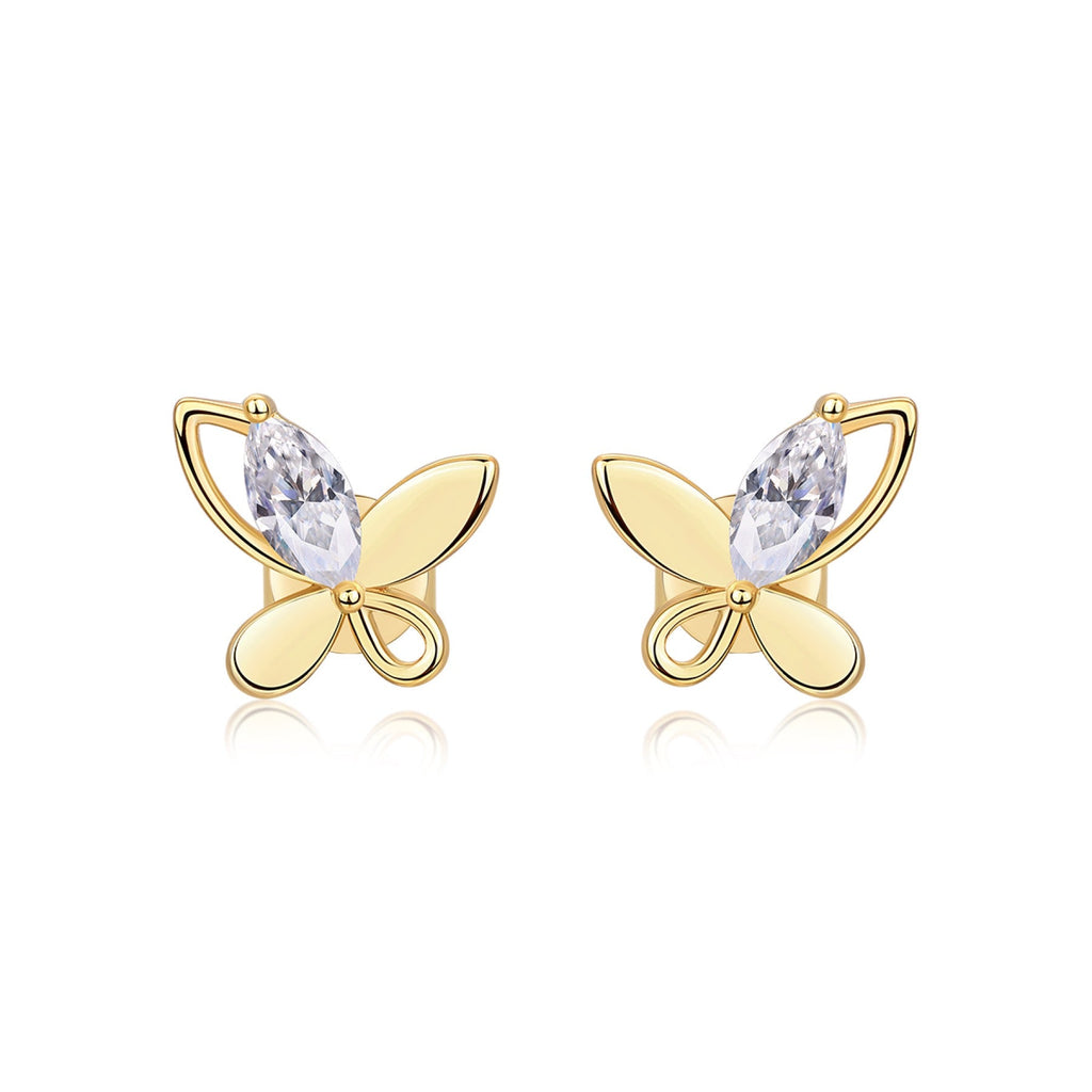 Quadrifoglio Moissanite Clover Stud Earrings in Gold-Tone Sterling Silver