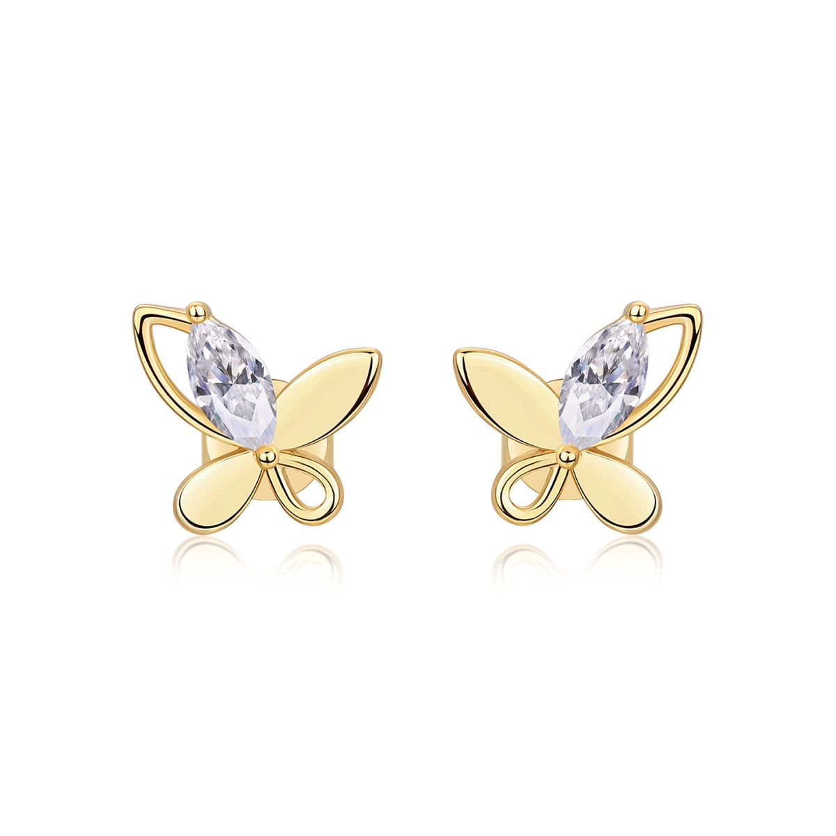 Quadrifoglio Moissanite Clover Stud Earrings in Gold-Tone Sterling Silver