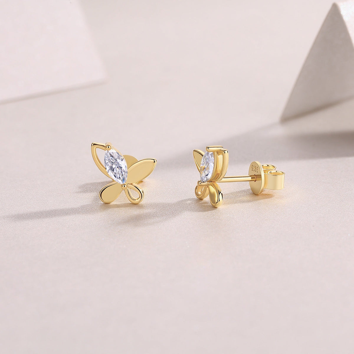 Quadrifoglio Moissanite Clover Stud Earrings in Gold-Tone Sterling Silver