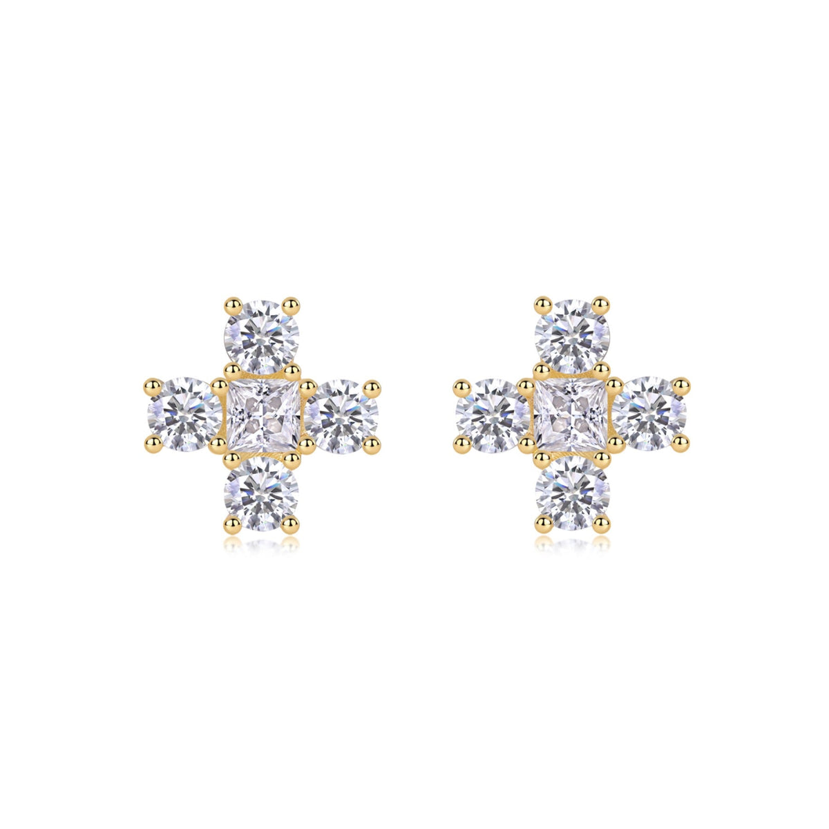 Croce Moissanite Cross Stud Earrings in Gold-Tone Sterling Silver