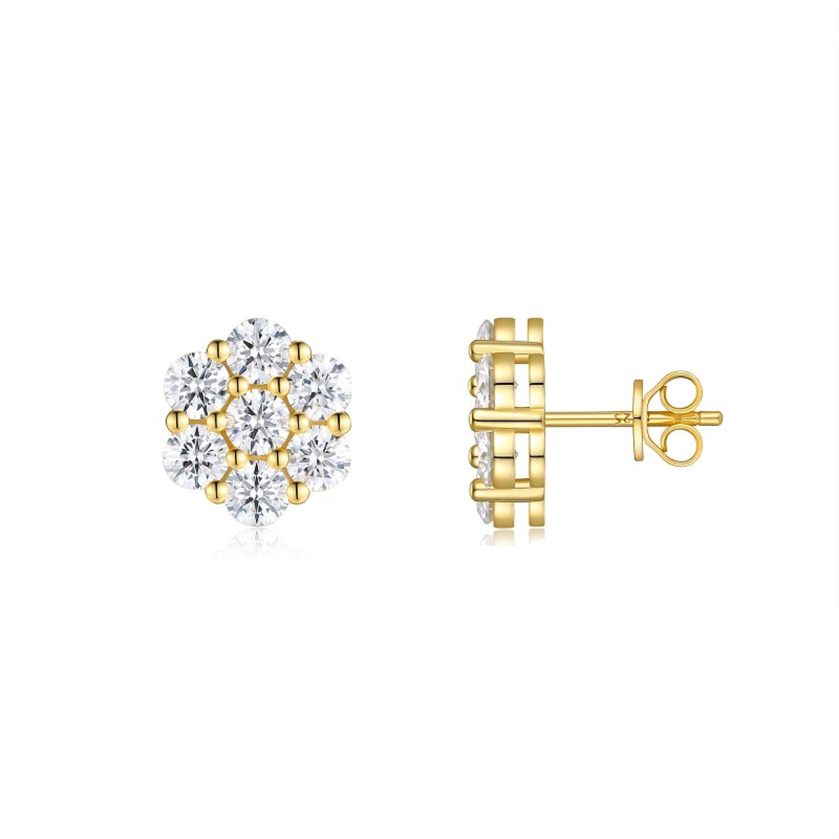 Neve Moissanite Snowflake Stud Earrings in Gold-Tone Sterling Silver