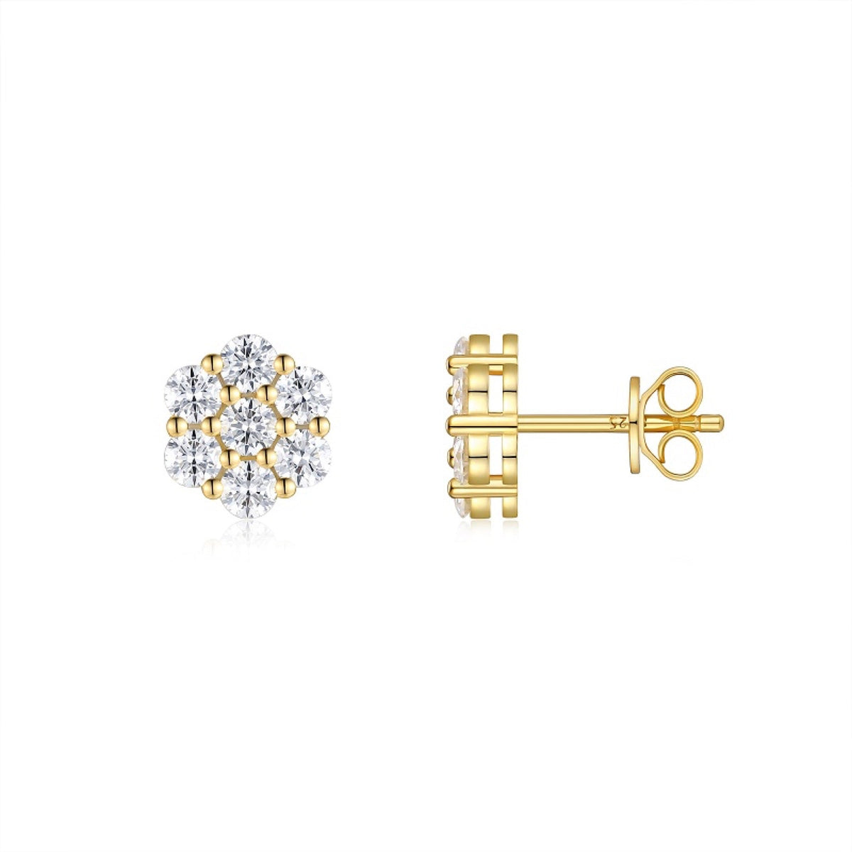 Neve Moissanite Snowflake Stud Earrings in Gold-Tone Sterling Silver