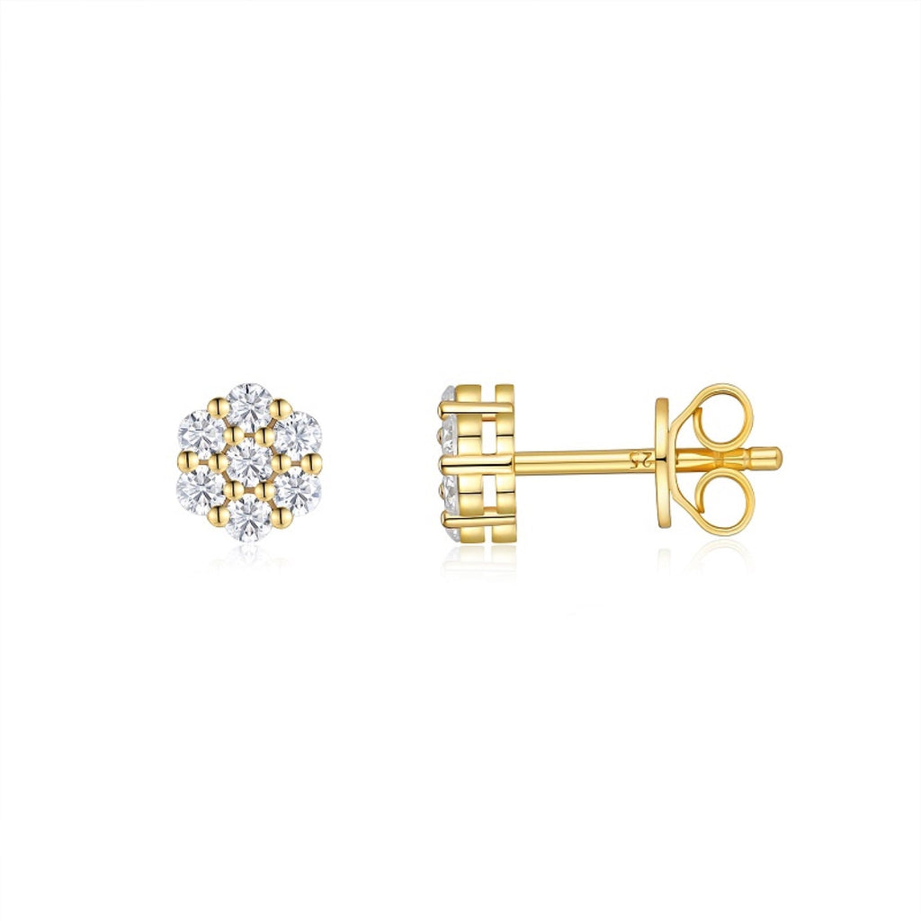 Neve Moissanite Snowflake Stud Earrings in Gold-Tone Sterling Silver
