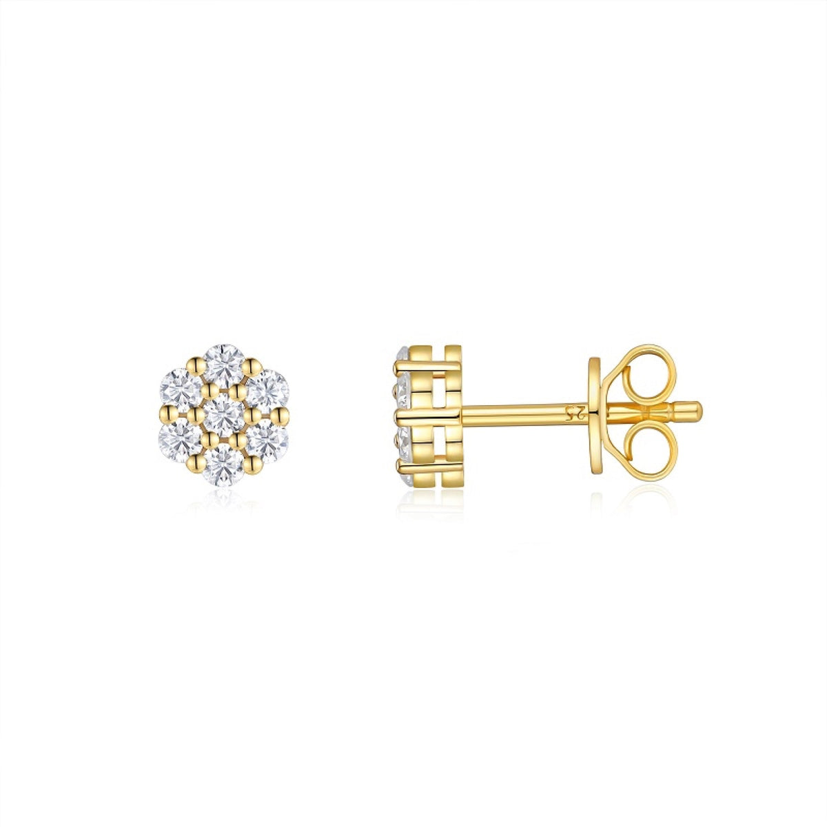 Neve Moissanite Snowflake Stud Earrings in Gold-Tone Sterling Silver