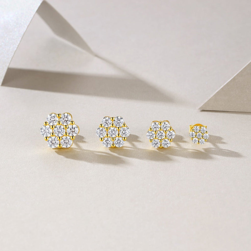 Neve Moissanite Snowflake Stud Earrings in Gold-Tone Sterling Silver