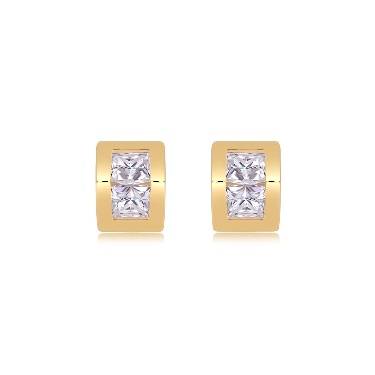 Rombo Moissanite Stud Earrings in Gold-Tone Sterling Silver