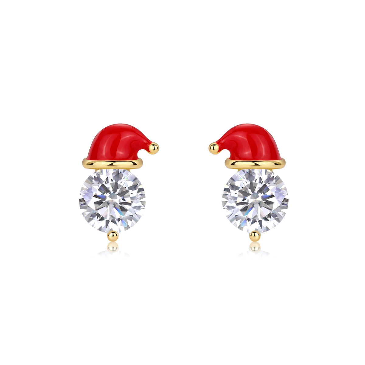 Noel Moissanite Santa Hat Drop Earrings in Gold-Tone Sterling Silver