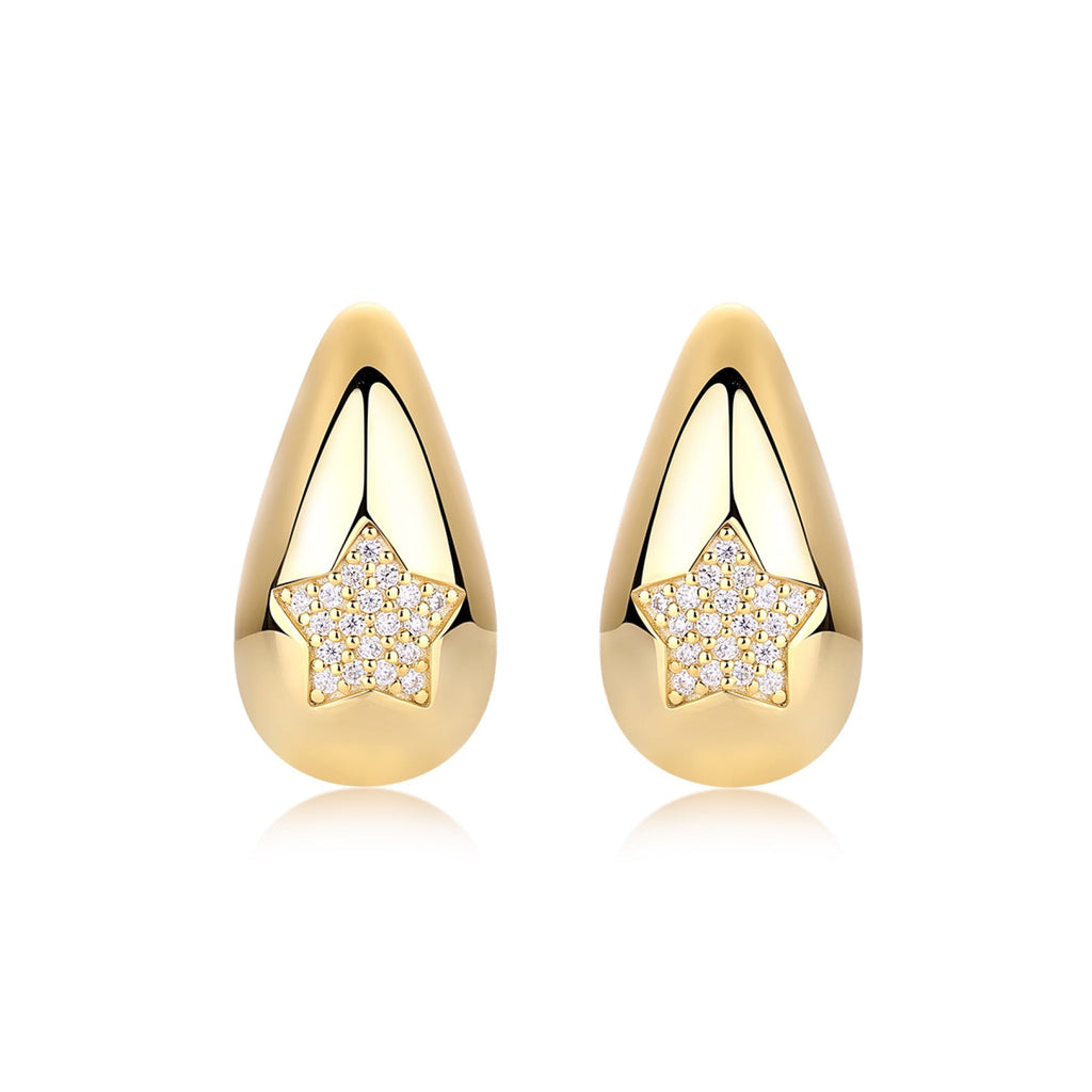 Cometa Moissanite Teardrop Stud Earrings in Gold-Tone Sterling Silver