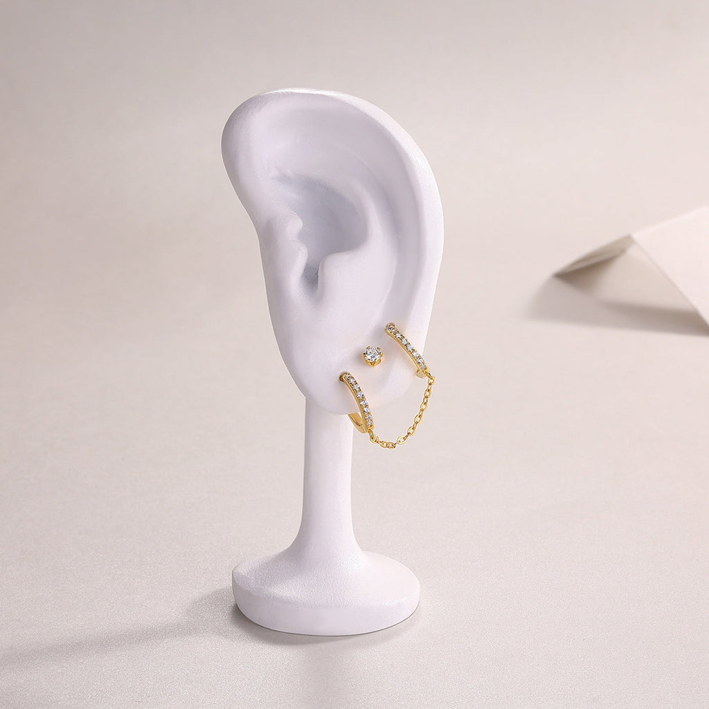 Manchette Moissanite Ear Cuff Earrings in Gold-Tone Sterling Silver
