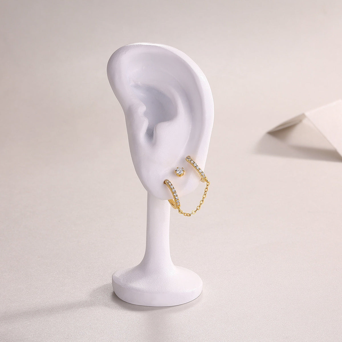Manchette Moissanite Ear Cuff Earrings in Gold-Tone Sterling Silver
