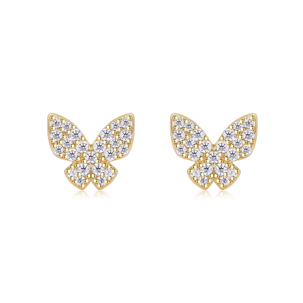 Ala Moissanite Butterfly Stud Earrings in Gold-Tone Sterling Silver