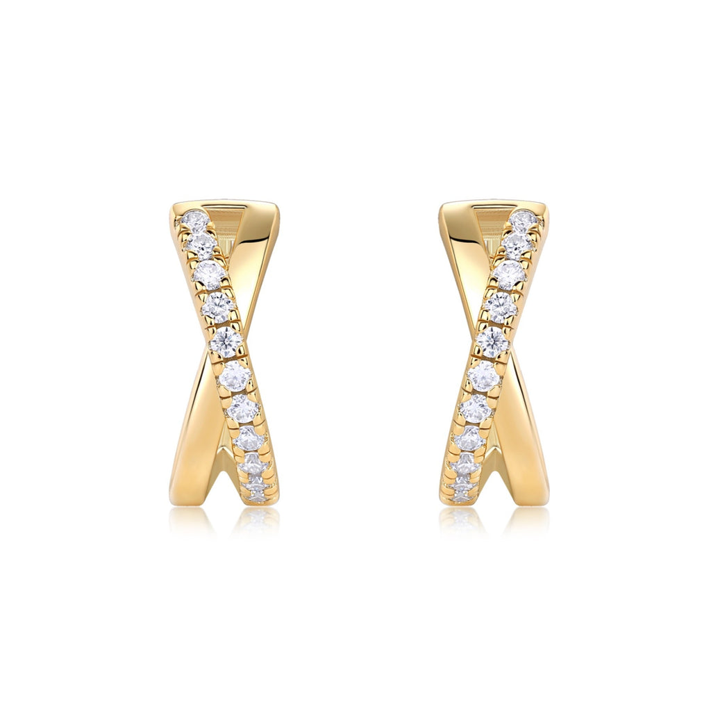 Incrocio Moissanite Huggie Hoop Earrings in Gold-Tone Sterling Silver