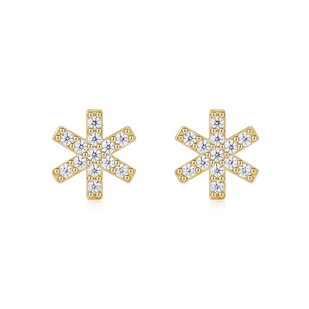 Fiocco Moissanite Snowflake Stud Earrings in Gold-Tone Sterling Silver