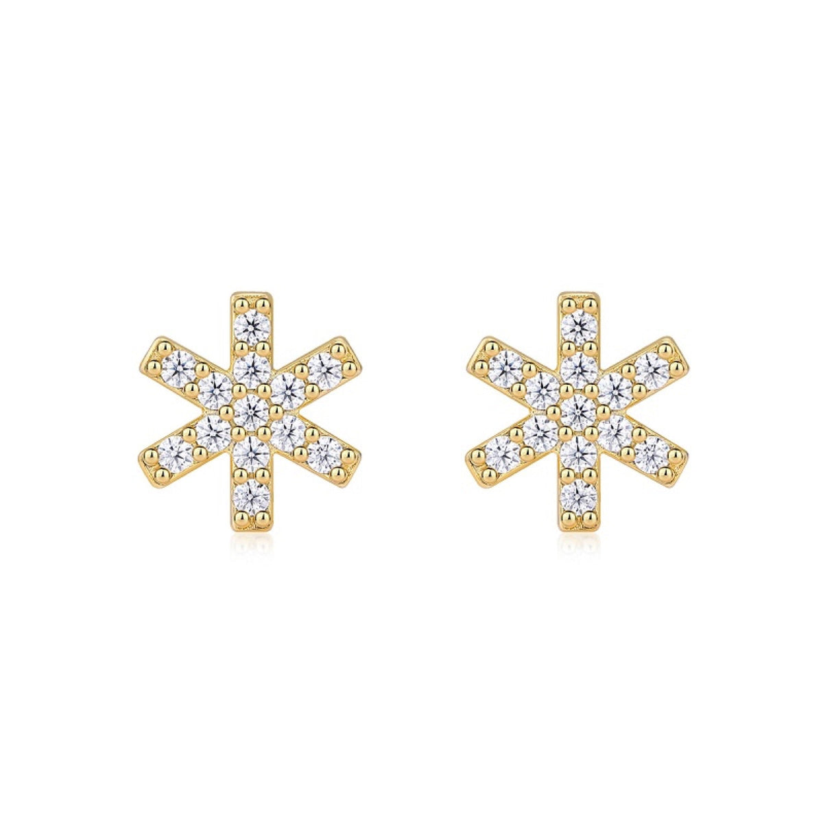 Fiocco Moissanite Snowflake Stud Earrings in Gold-Tone Sterling Silver
