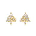 Abete Moissanite Christmas Tree Stud Earrings in Gold-Tone Sterling Silver
