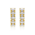 Lingotto Moissanite Baguette Huggie Hoop Earrings in Gold-Tone Sterling Silver