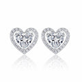 Amorina Moissanite Heart Halo Stud Earrings in Sterling Silver