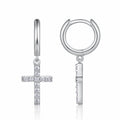 Crocetta Moissanite Cross Drop Earrings in Sterling Silver