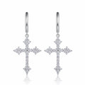 Reliqua Moissanite Cross Drop Earrings in Sterling Silver