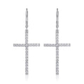 Arcanum Moissanite Cross Drop Earrings in Sterling Silver