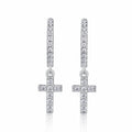 Pieta Moissanite Cross Drop Earrings in Sterling Silver