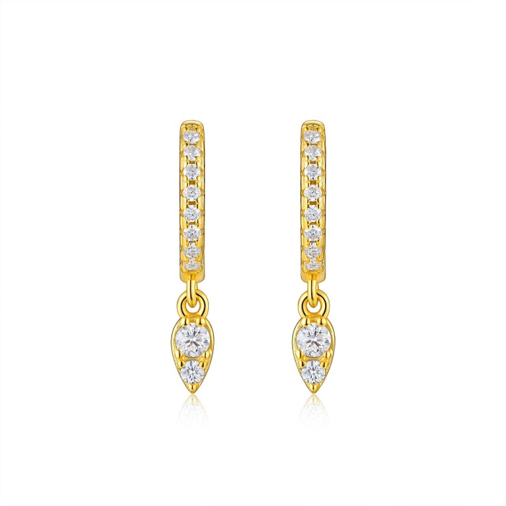 Punta Moissanite Drop Huggie Hoop Earrings in Gold-Tone Sterling Silver