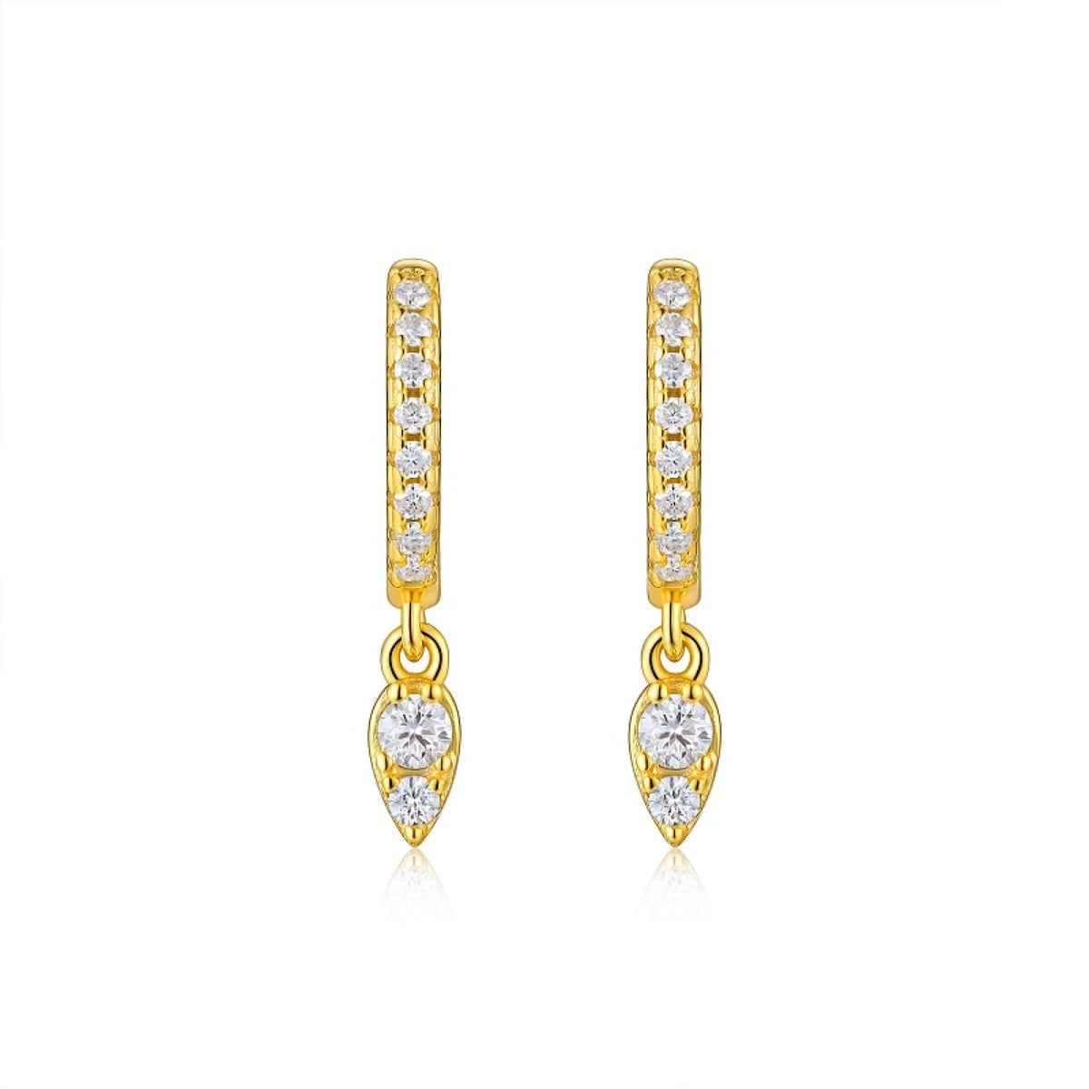 Punta Moissanite Drop Huggie Hoop Earrings in Gold-Tone Sterling Silver