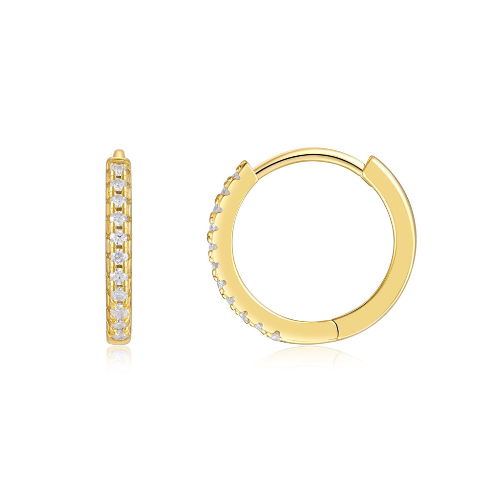 Cerchio Moissanite Huggie Hoop Earrings in Gold-Tone Sterling Silver