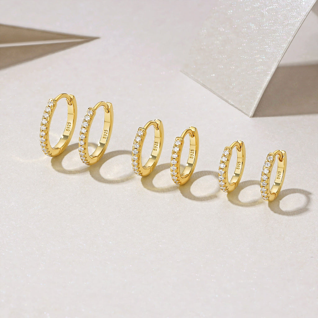 Cerchio Moissanite Huggie Hoop Earrings in Gold-Tone Sterling Silver
