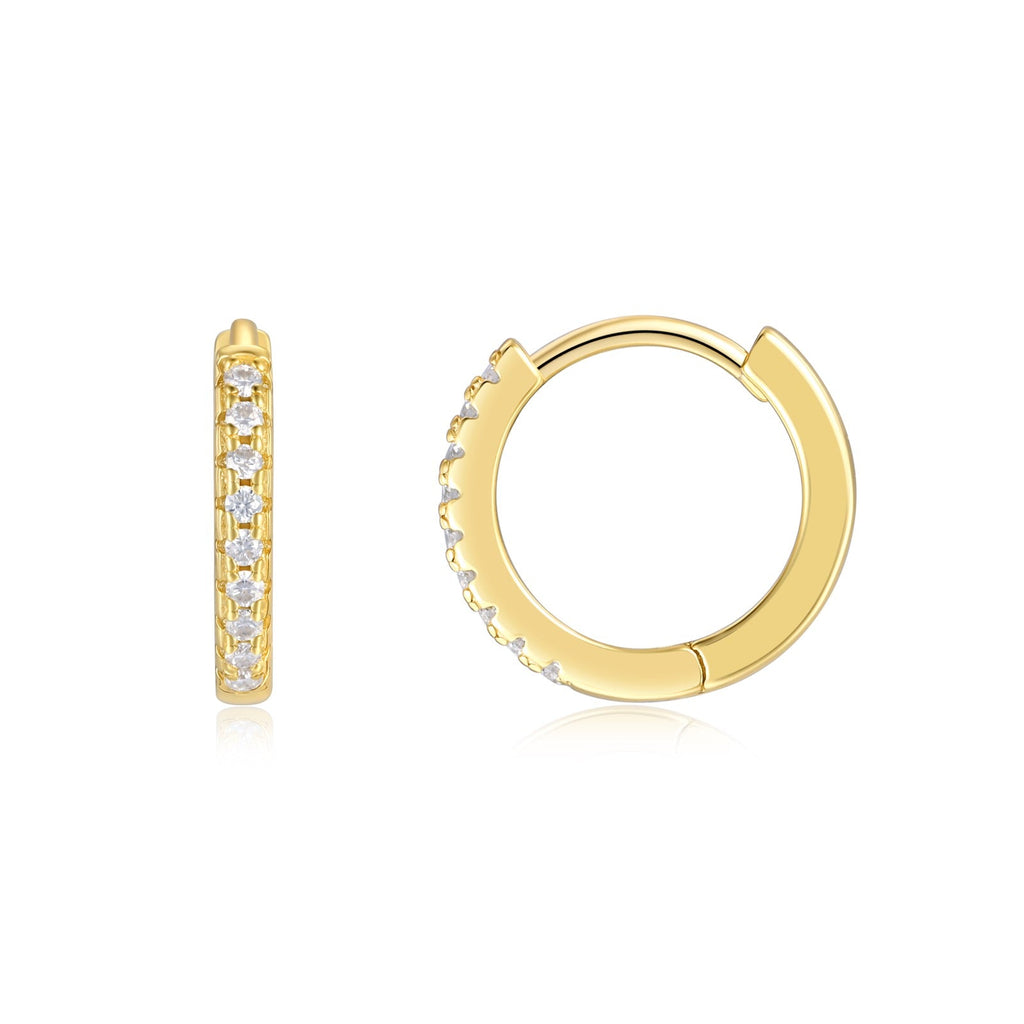 Orbita Moissanite Huggie Hoop Earrings in Gold-Tone Sterling Silver