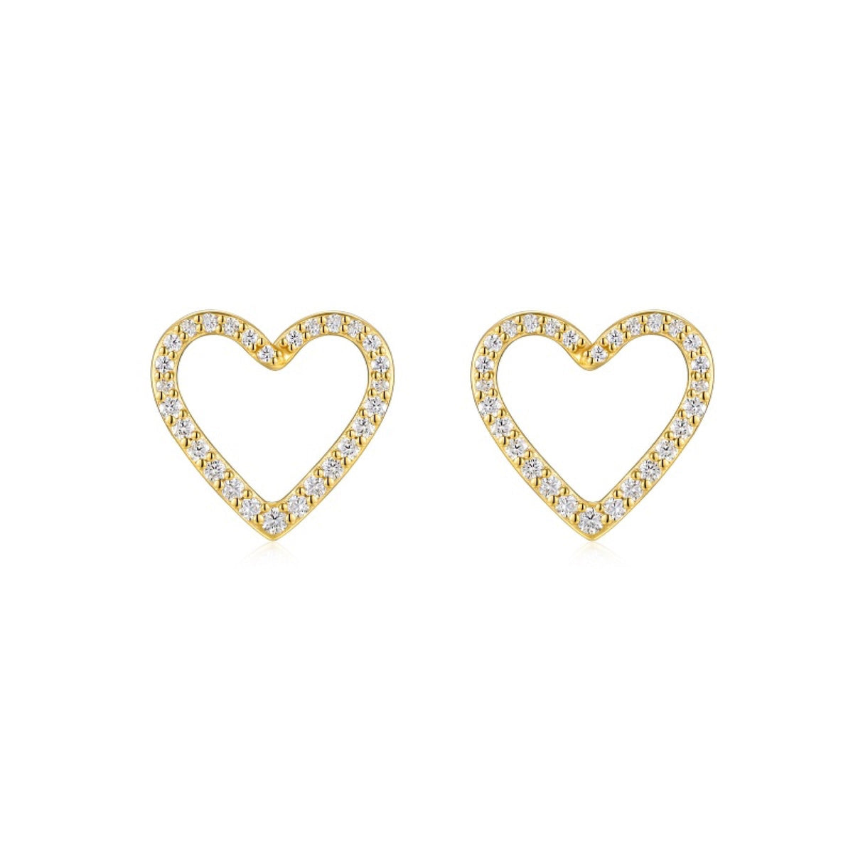 Amore Moissanite Heart Stud Earrings in Gold-Tone Sterling Silver