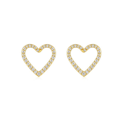 Amore Moissanite Heart Stud Earrings in Gold-Tone Sterling Silver