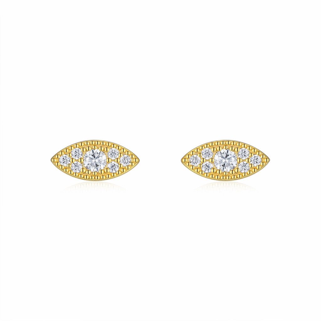 Occhio Moissanite Stud Earrings in Gold-Tone Sterling Silver