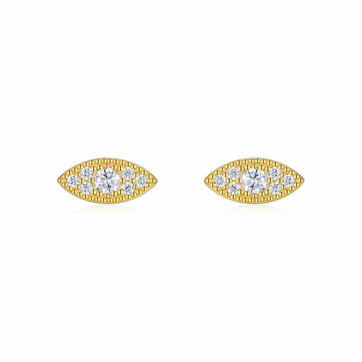 Occhio Moissanite Stud Earrings in Gold-Tone Sterling Silver