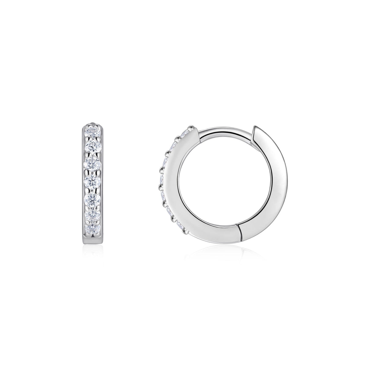 Filoro Moissanite Huggie Hoop Earrings in Sterling Silver