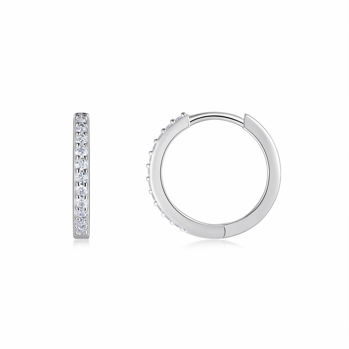 Filoro Moissanite Huggie Hoop Earrings in Sterling Silver